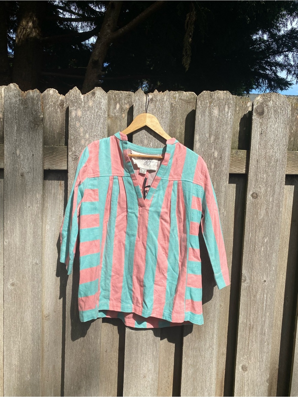 Ace & Jig Joaquin top in Cotton Candy (pink and teal striped top)